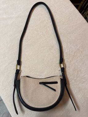 Zara Beige and Black Crescent Crossbody
